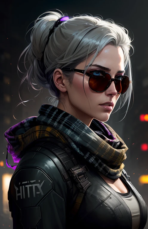 (dark shot:1.1), epic realistic, portrait of halo, sunglasses, blue eyes, tartan scarf, white hair by atey ghailan, by greg rutkowski, by greg tocchini, by james gilleard, by joe fenton, by kaethe butcher, gradient yellow, black, brown and magenta color scheme, grunge aesthetic!!! graffiti tag wall background, art by greg rutkowski and artgerm, soft cinematic light, adobe lightroom, photolab, hdr, intricate, highly detailed, (depth of field:1.4), faded, (neutral colors:1.2), (hdr:1.4), (muted colors:1.2), hyperdetailed, (artstation:1.4), cinematic, warm lights, dramatic light, (intricate details:1.1), complex background, (rutkowski:0.66), (teal and orange:0.4)