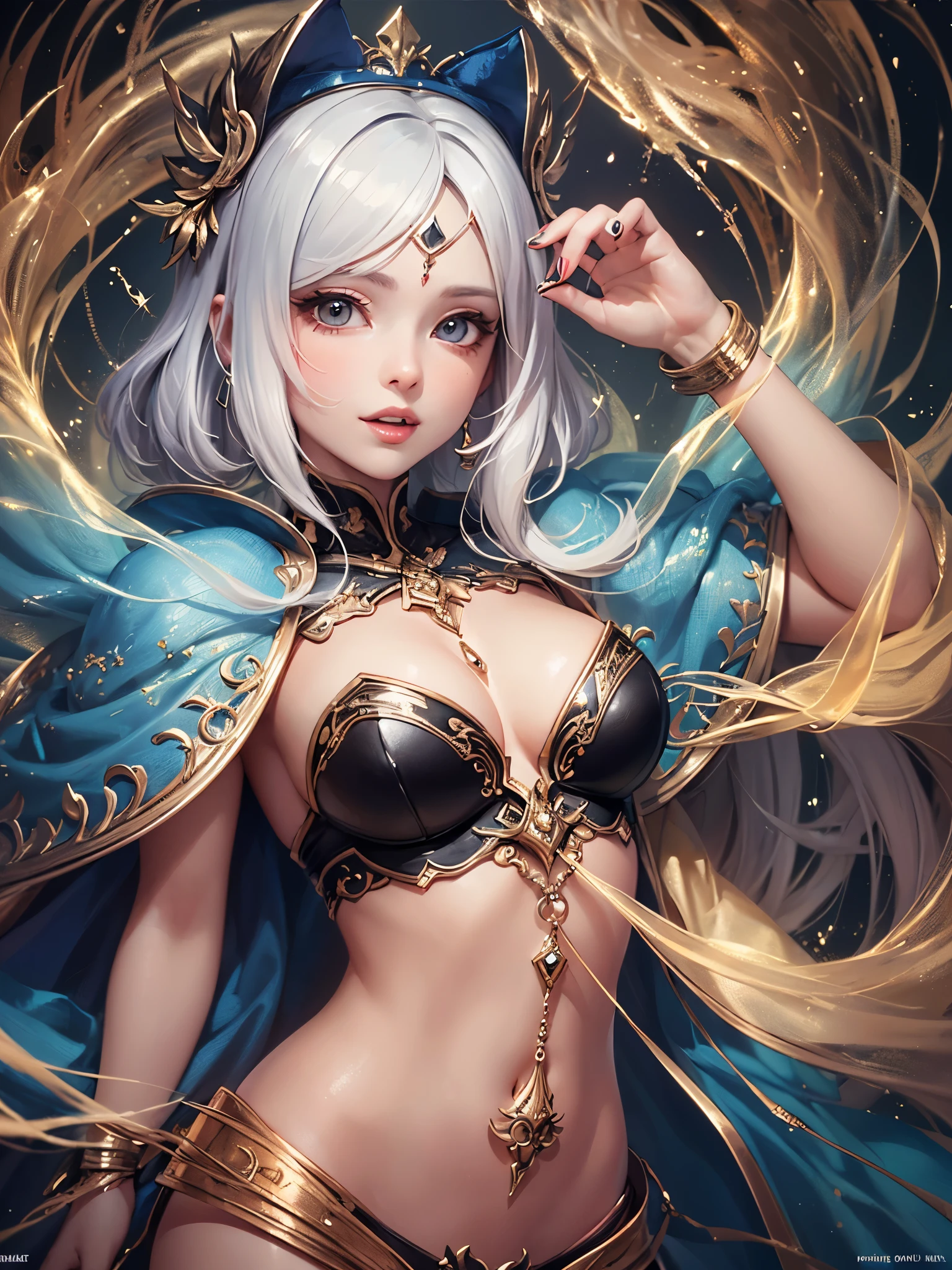 ((highest quality)),(ultra high resolution),(Super detailed),(detailed description),((best CG)),(best work of art),super precision art,great drawing art,(Fantasy art with precise details:1.5), (1 woman:1.5),beautiful and well-shaped face:1.5,smile:1.5,Proportioned proportions:1.4,bow and arrow:1.1,