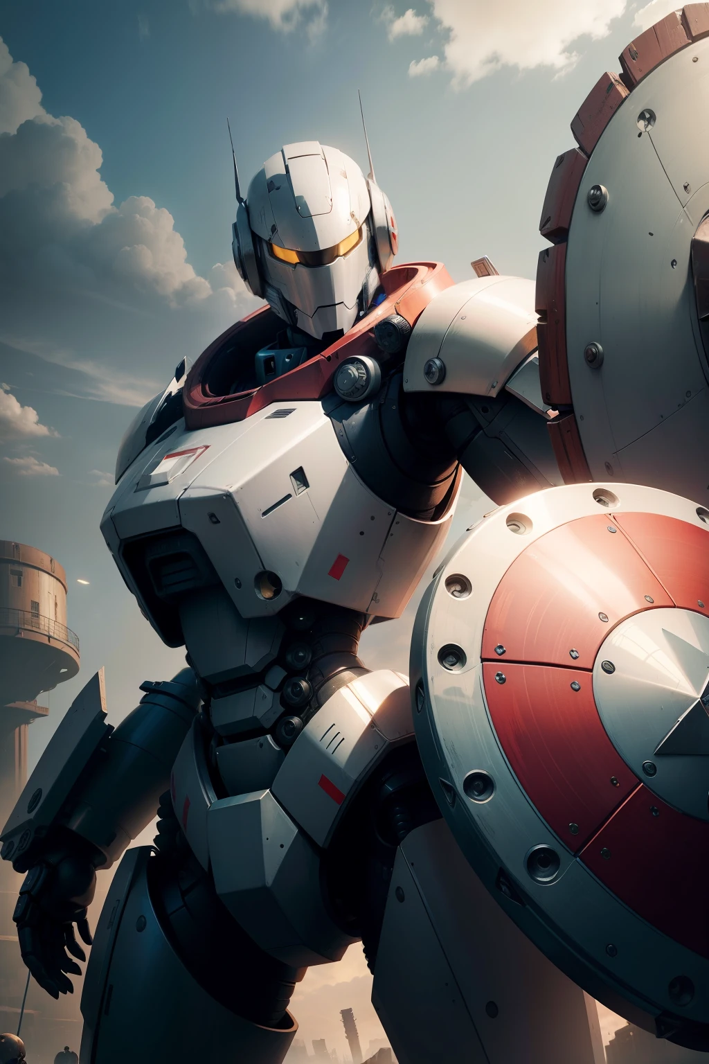 huge robot with shield