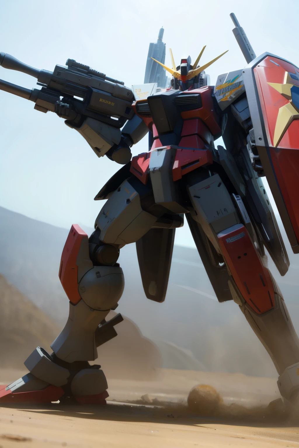 huge robot with shield