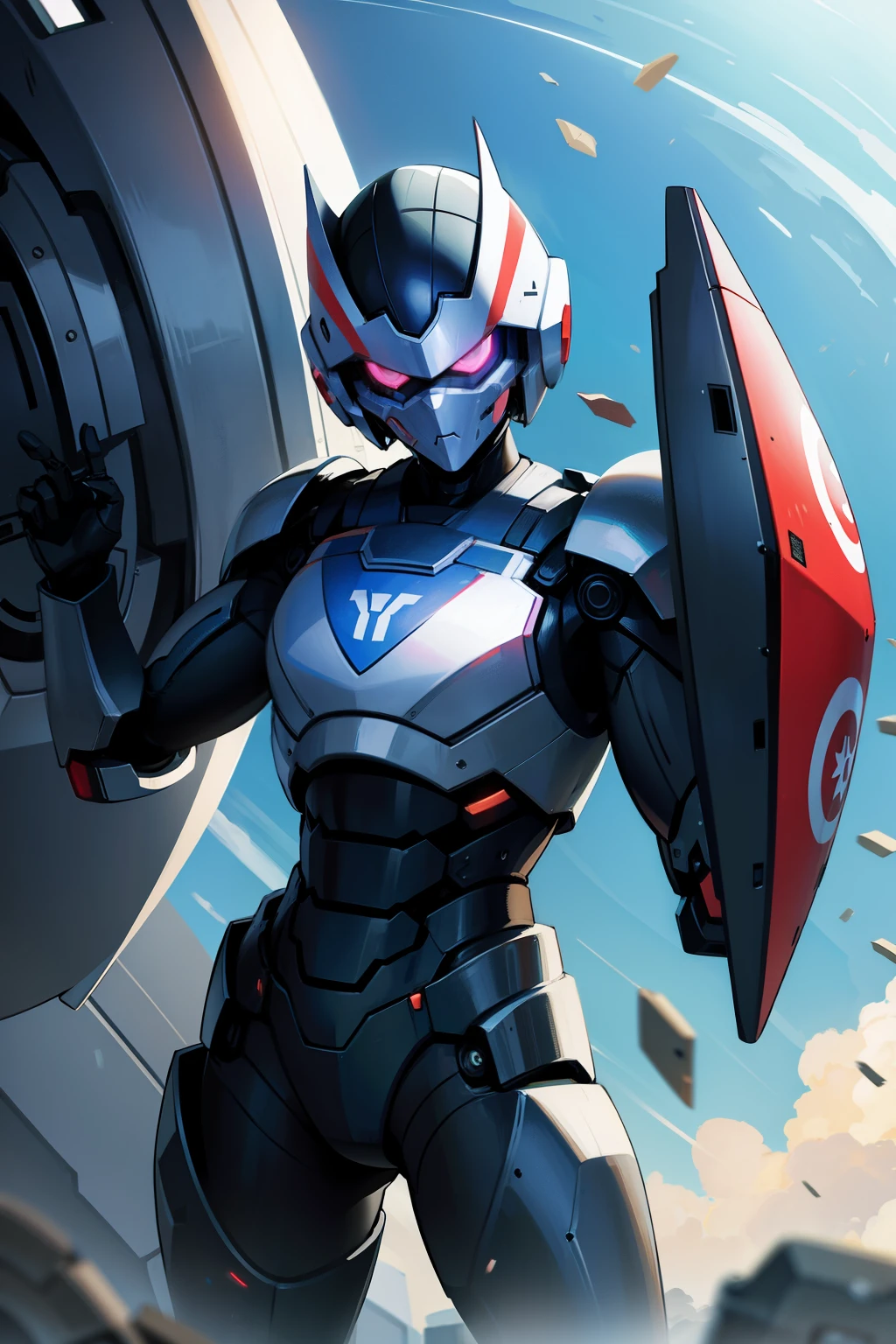robot with shield