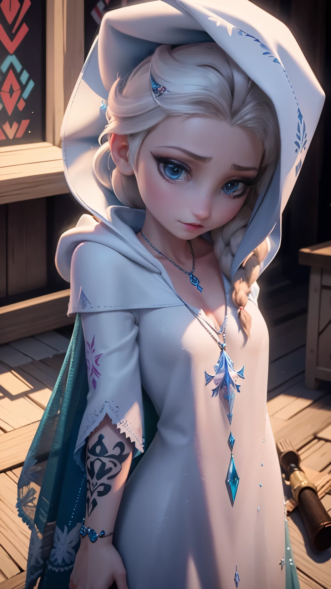 Elsa tattoo setup I'm wearing a hood rugged louis louis necklace