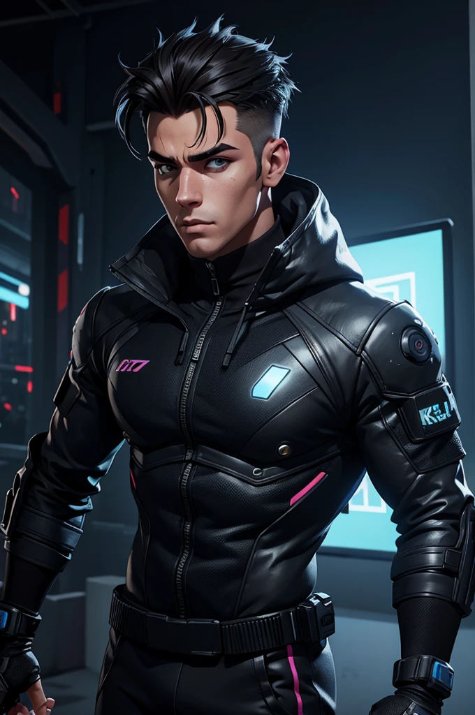 Change background cyberpunk handsome boy, realistic face,8k, ultra realistic ,full body. GYM BOY, 8k , full face details, Hd Ultra 8k, 