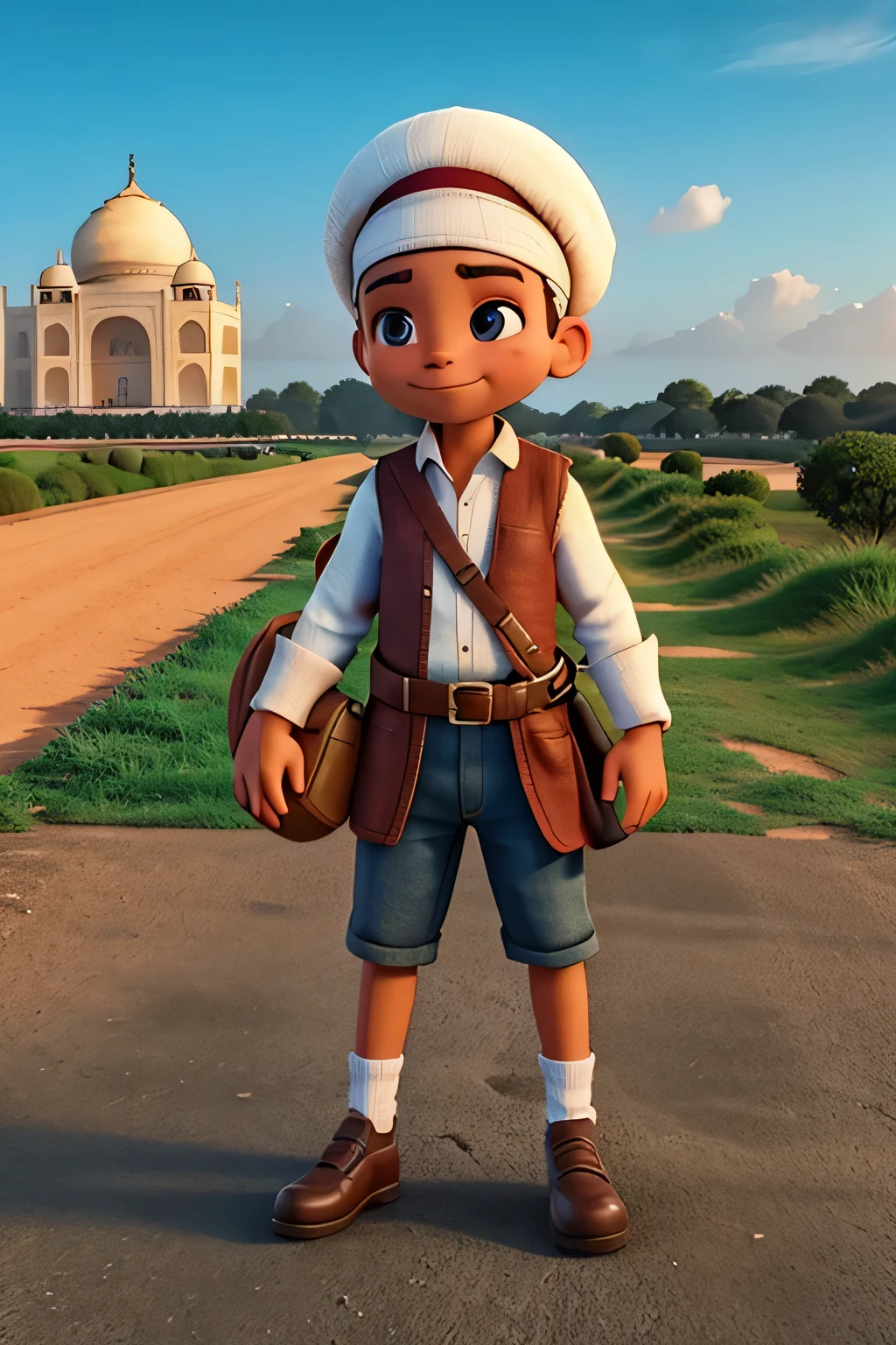 De fondo, a lo lejos, se ve el Taj Mahal