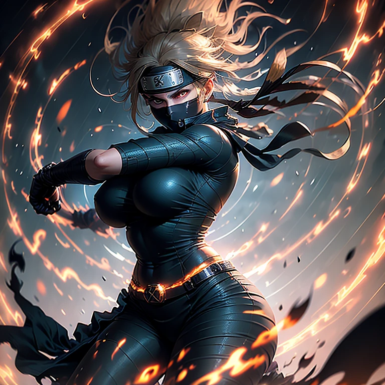 ((Masterpiece)), ((Best quality)), 8k, ultra-detailed,
A compelling representation of Jean Grey in her Dark Phoenix form, embodying her powerful and seductive allure. Her figure is muscular and toned, showcasing her strength and athleticism. Her large breasts are firm and full, enhanced by the intricate golden details of her Phoenix costume. The fabric clings to her body, revealing every curve and muscle. Her long, wavy Hair cascades down her back, framing her fierce, determined expression. Her eyes glow with a fierce, burning intensity, reflecting the electrical energy surging through her. The background is a dark, stormy sky, crackling with energy