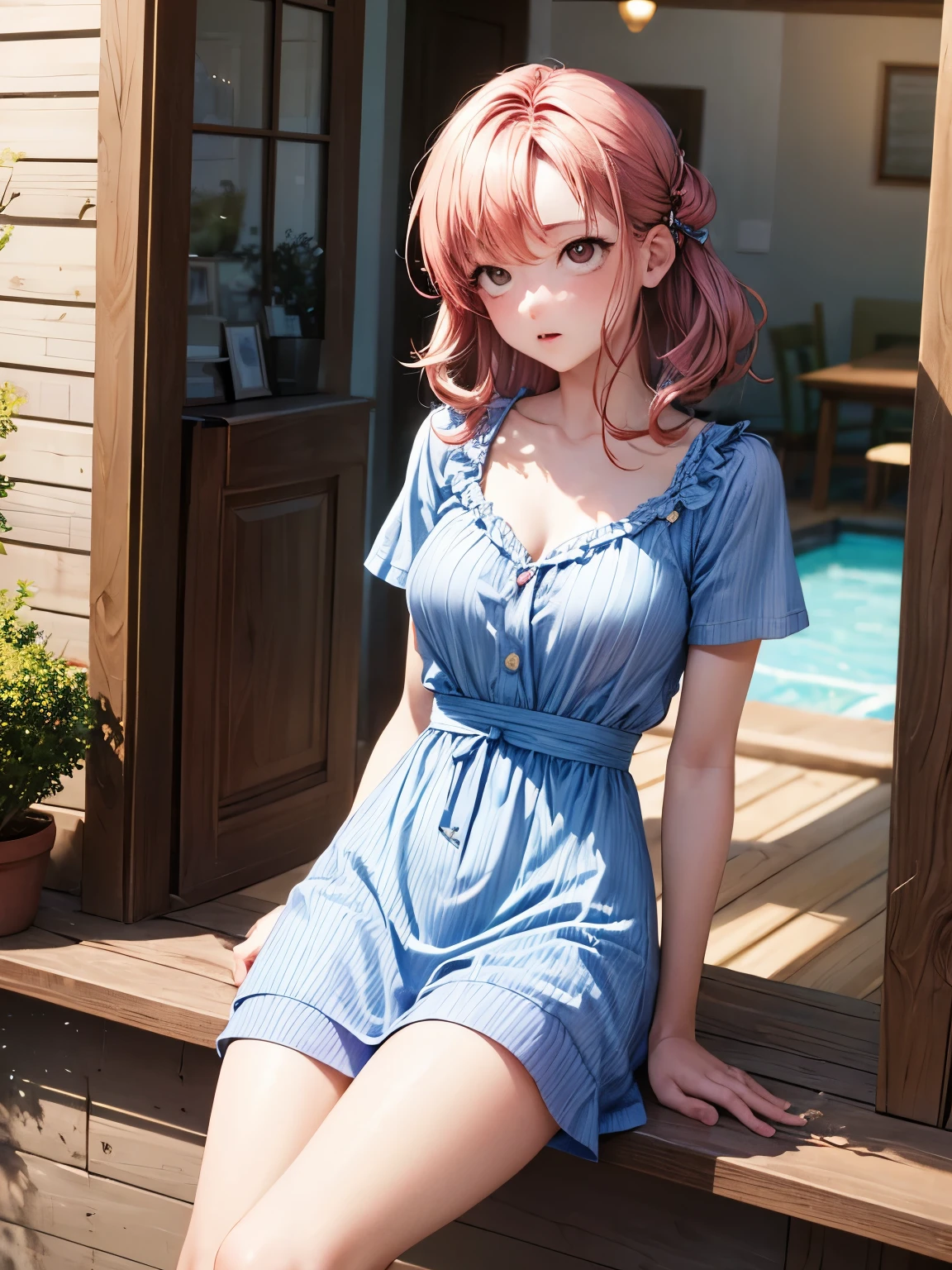 Nami, one piece, one piece dress, red short hair, cute look , big