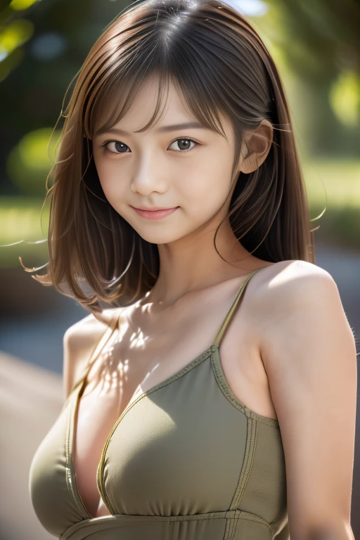 8k, RAW photo, best quality, masterpiece, realistic, photo-realistic, clear, professional lighting, beautiful face, best quality, ultra high res, (cowboy cut 1.5), realistic Japanese cute, girl, (Pixie cut hair 2.0), (khaki hair 2.0), (brown eyes 2.0), smile, natural makeup, pale skin, slender face, 楓ふうあ, standing, orange lip, clavicle, うわめづかい, あざといポーズ, えちえち, ミニスカ, チアリーダー, 30代, スタジアム,