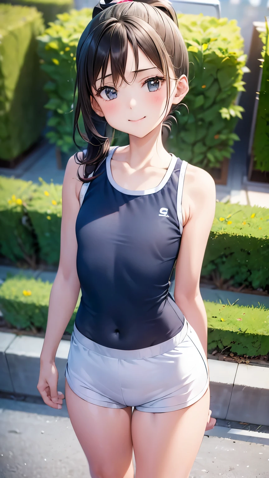 best quality,two girl,ponytail,track and field athlete