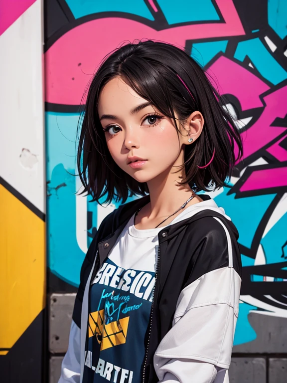 (best quality), (perfect face), (1girl), (close-up), headshot, a cute skater girl with her skateboard, (vibrant colors), graffiti art, street art, urban art, HDR, 4K, 3D.