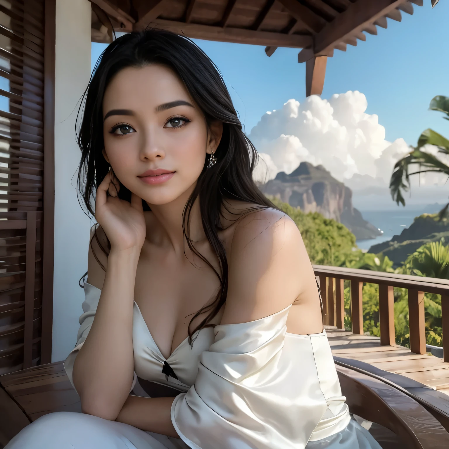 AI beleza,melhor qualidade,4k,8k,high resolution,obra de arte:1.2,ultra-detalhado,(realista,photorealista,photo-realista:1.37),Retratos,cores vivas,soft lighting,lindos olhos detalhados,beautiful detailed lips,pele brilhante,Sorriso gentil,cabelo perfeitamente estilizado,postura graciosa,vestido arejado,romantic atmosphere,flores delicadas no fundo,maquiagem sutil,simetria facial,tom de cor quente,sublime expression,Mystery suggestion,harmonious composition,ethereal beauty,sophisticated elegance,tez luminosa,Recursos requintados,Playful charm,olhar intenso,Sublime aesthetics,impeccable attention to detail,enchanted scenery,ambiente sereno,artistic purity,Divine Essence,delicadeza sublime,Hypnotic fascination