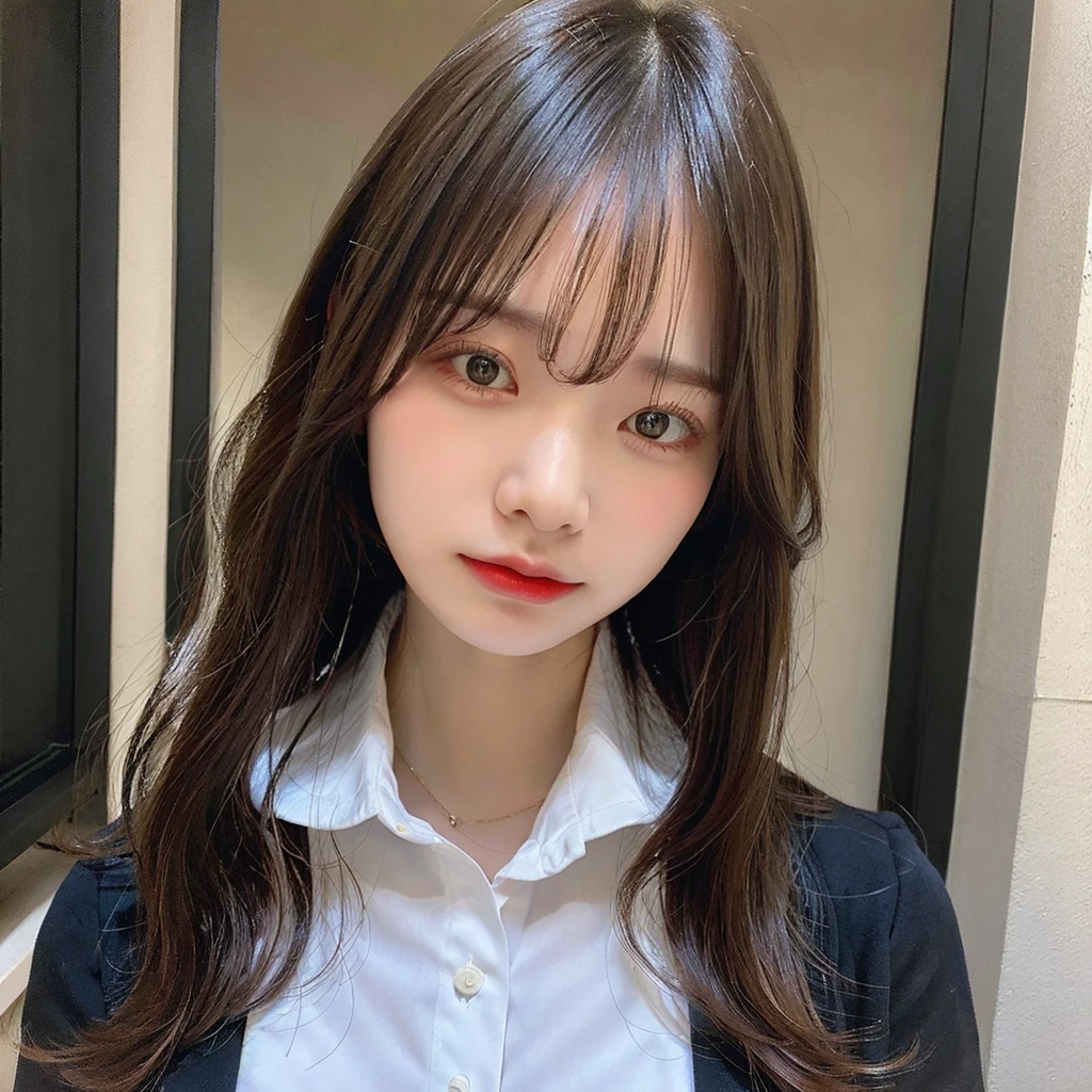 1 girl, Calm, closed mouth, collared shirt,,