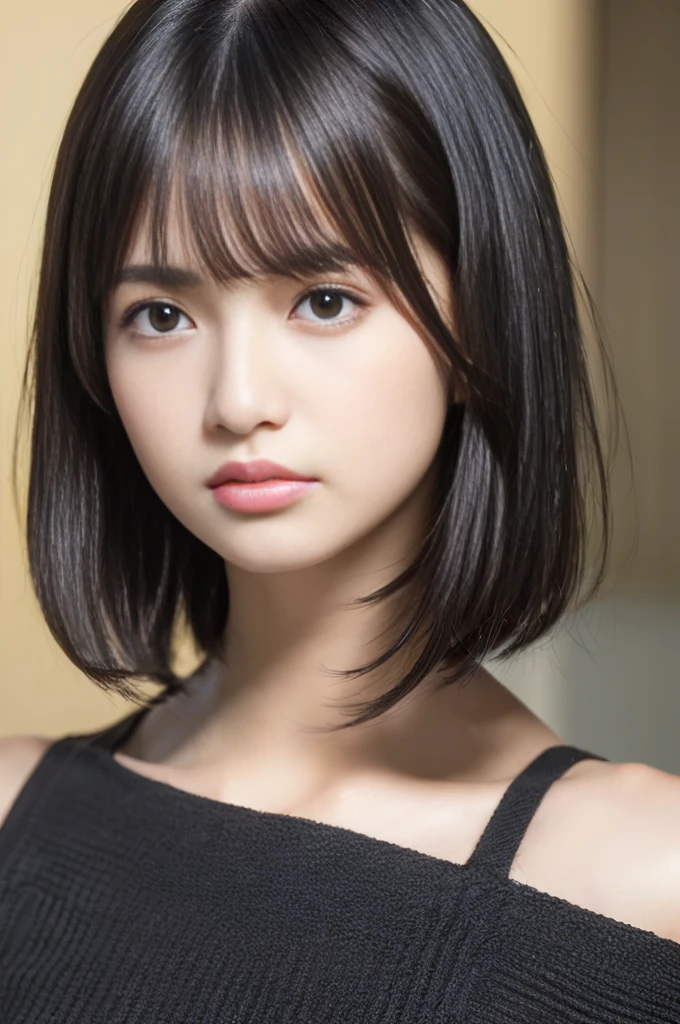 (masterpiece:1.3), (8K, realistic, RAW photo, highest quality: 1.4), (1 girl), beautiful face, (realistic face), (black hair, short hair:1.3), beautiful hairstyle, realistic eyes, beautiful and fine eyes, (realistic skin), beautiful skin, (sweater), disorganized, Charm, ultra high resolution, surreal, very detailed, golden ratio