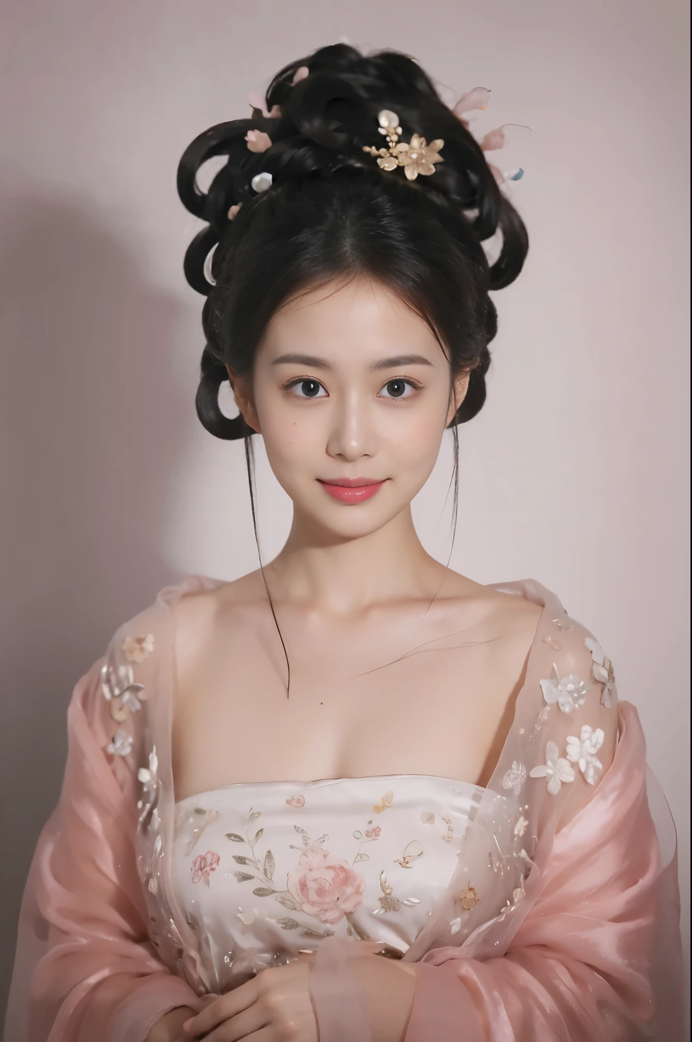 ((Masterpiece, Top image quality, high resolution、alone、shiny skin))(on the table, best quality, actual, super detailed, meticulous, high resolution, 8k wallpaper), Close-up portrait of a beautiful woman, Chariada, smiling, light brown messy hair, Perfect dynamic composition, 美丽meticulous的眼睛, Just like the cover of a fashion magazine, on campus