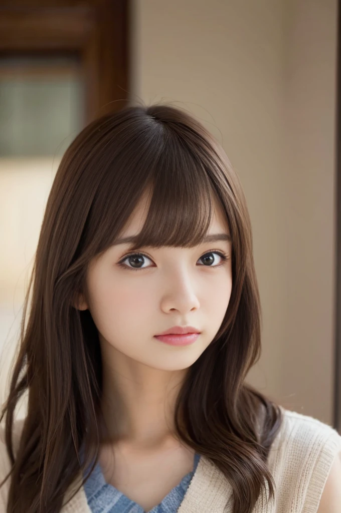 highest quality, masterpiece,  (realistic:1.2), 1 girl, brown hair, brown eyes,front, detailed face, beautiful eyes