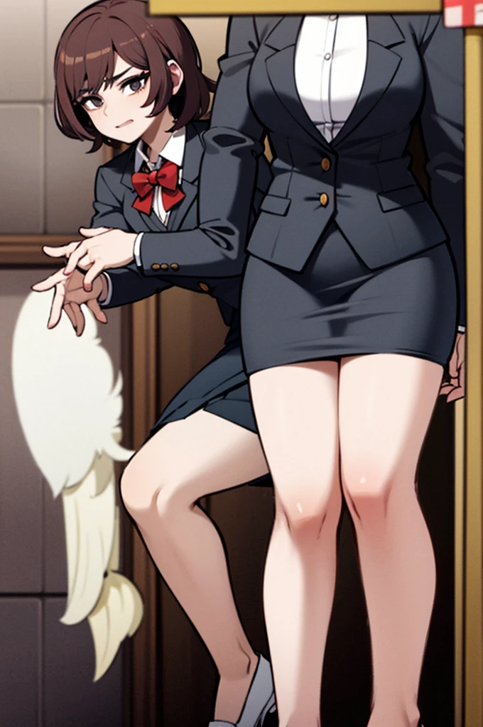 (1 female), (shame), (maestro), (skirt), (suit), mature woman, mature woman