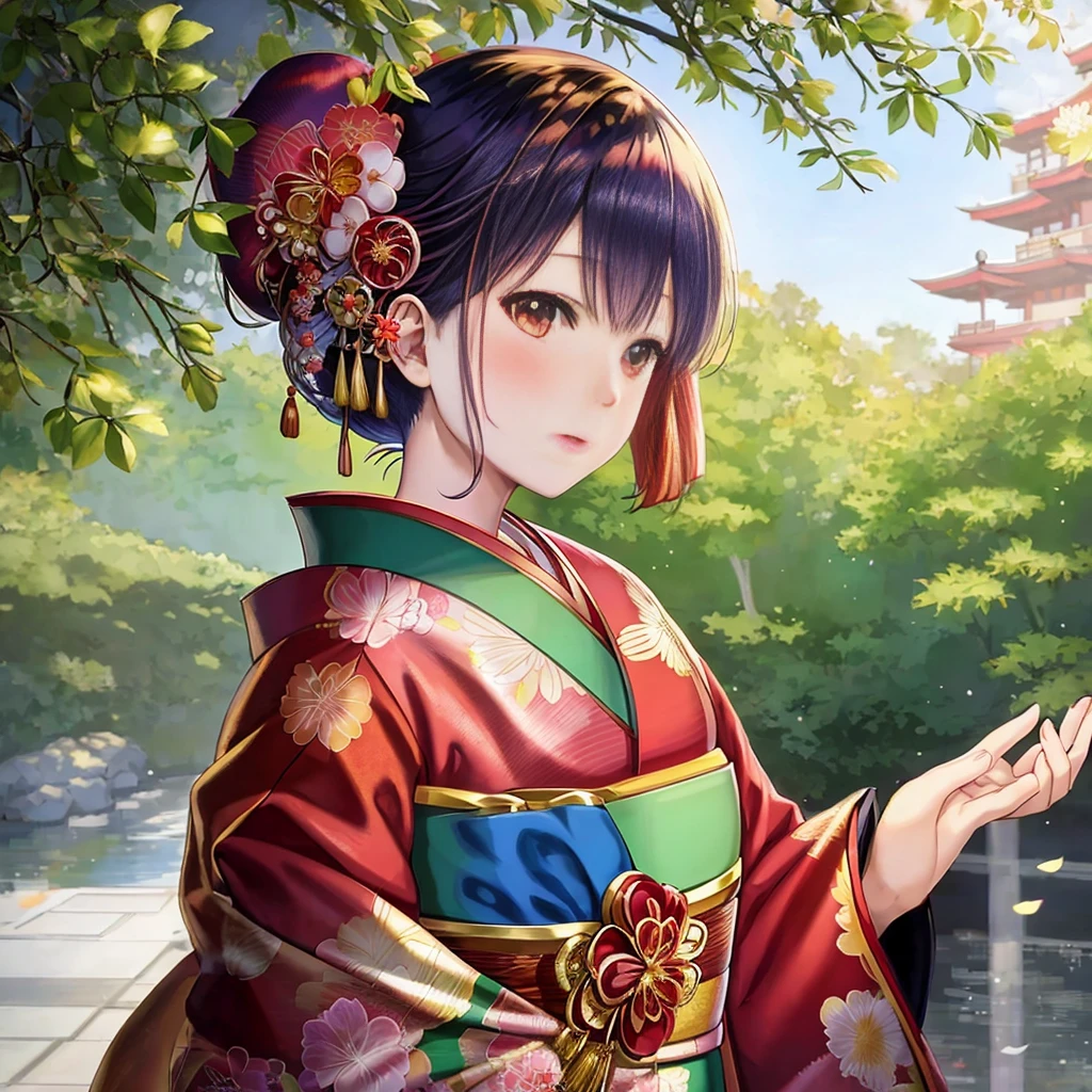 anime girl in kimono outfit holding a hat and a flower, beautiful anime portrait, palace , a girl in hanfu, artwork in the style of guweiz, beautiful character painting, in a kimono, beautiful anime girl, in kimono, anime style portrait, guweiz, beautiful anime woman, portrait of an anime girl, young anime girl