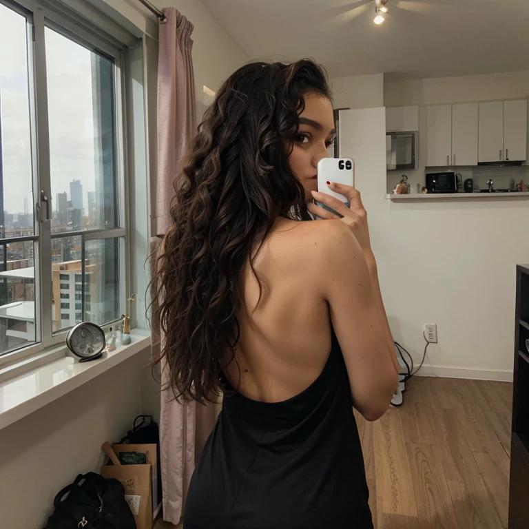 exotic, curly, citylife, apartment, selfie, back from university