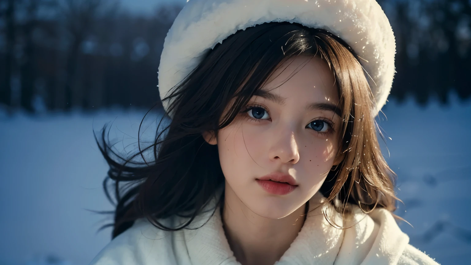 (best quality,4K,high resolution,masterpiece:1.4),Super detailed,Very detailed,sharp focus,Surreal:1.4,professional,HD images,bright colors,Bokeh,Beautiful and delicate eyes,Beautiful and delicate lips,long eyelashes,Romantic atmosphere,soft light,Contrast light and shadow,Lighting effects,high nose bridge,high nose,Yamane,young,Lively,contrast of light and shadow,aurora,Chubby cheeks,charming,graceful curves,blond,full,The background is clear,night,Arctic,2 girls,Snow background,Wear a cotton hat,Cotton clothing,Vision