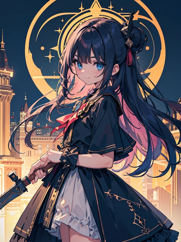 {{{Very aesthetic, best quality}}}, super resolution, {{{elaborate, intricately,fantastic,delicately,tremendous,meticulous,minute,incredibly,obsessed,artisan's,subtle,virtuoso,skillful,vibrant, vivid}}} , happy theme, evil malice smile,perfect finger, perfect hand,devi Girl, really blue eyes, child body,Assassin, bags under eyes, {{christmas costume dress}},evil pank Night City, {{illuminated magic atmosphere}}, malice party field , rainbow fire, holding weapon, weapon is hammer, cowboy shot from side,bloody rune magic circle,blood letters, digital art, realistic, best quality, amazing quality, very aesthetic, absurdres