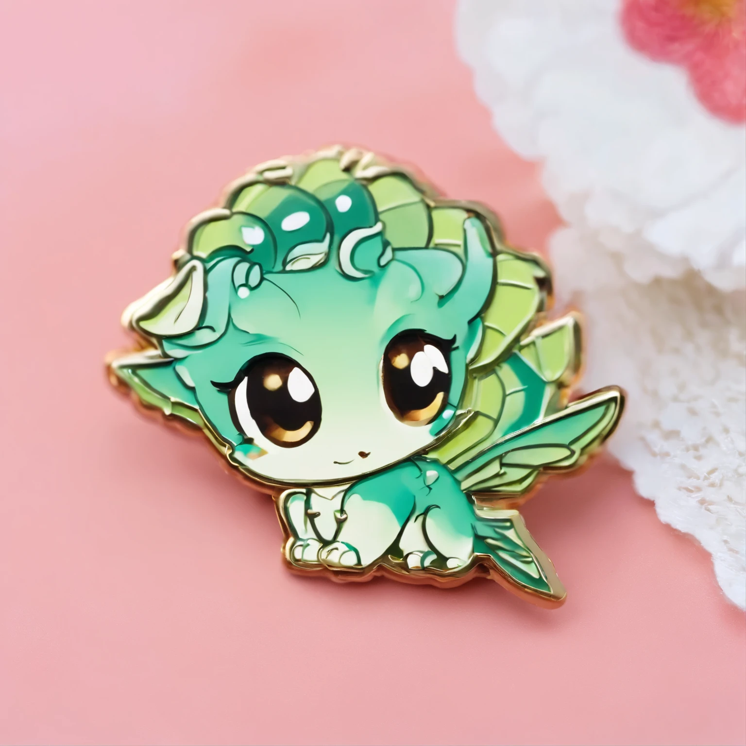 Pin, pins for accessoires, mini dragon pin, little kawaii dragon, big eyes, green-blue eyes, simple pin, pastel color, Standard pins