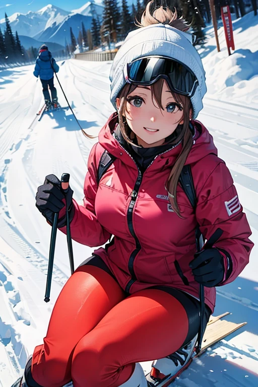 skiing、skiing場、beautiful mature woman