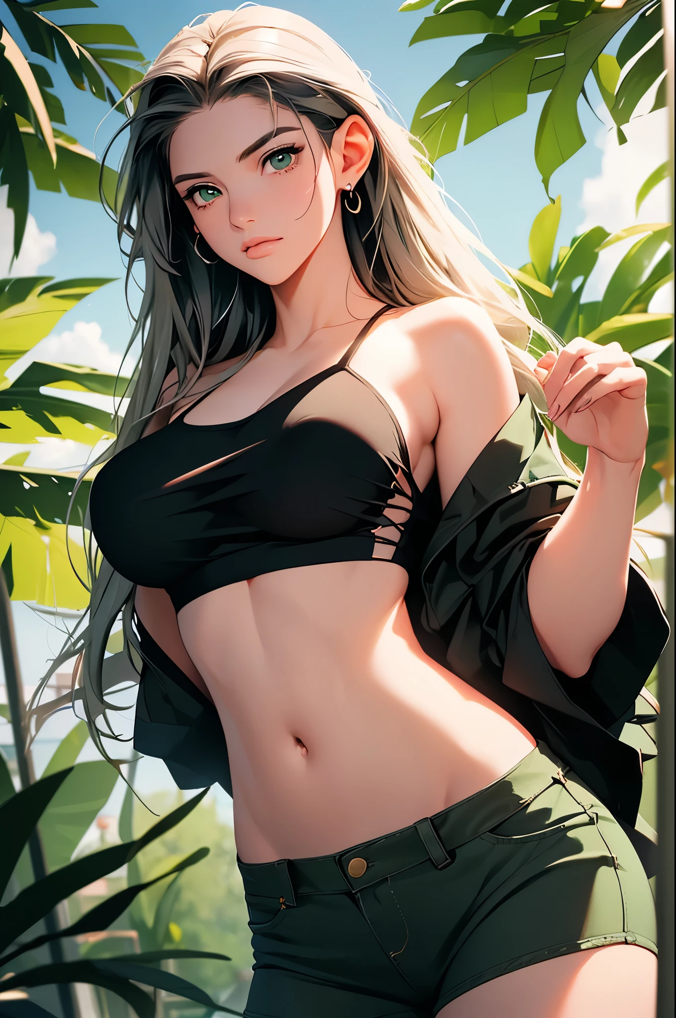 beautiful 30 year old woman,long jade hair,soft green eyes,big bouncing breasts,skin tight shirt,no bra,skin tight jeans,no panties,standing on the dead sea,(best quality,4k,8k,highres,masterpiece:1.2),ultra-detailed,(realistic,photorealistic,photo-realistic:1.37),HDR,UHD,studio lighting,ultra-fine painting,sharp focus,physically-based rendering,extreme detail description,professional,vivid colors,bokeh,portraits