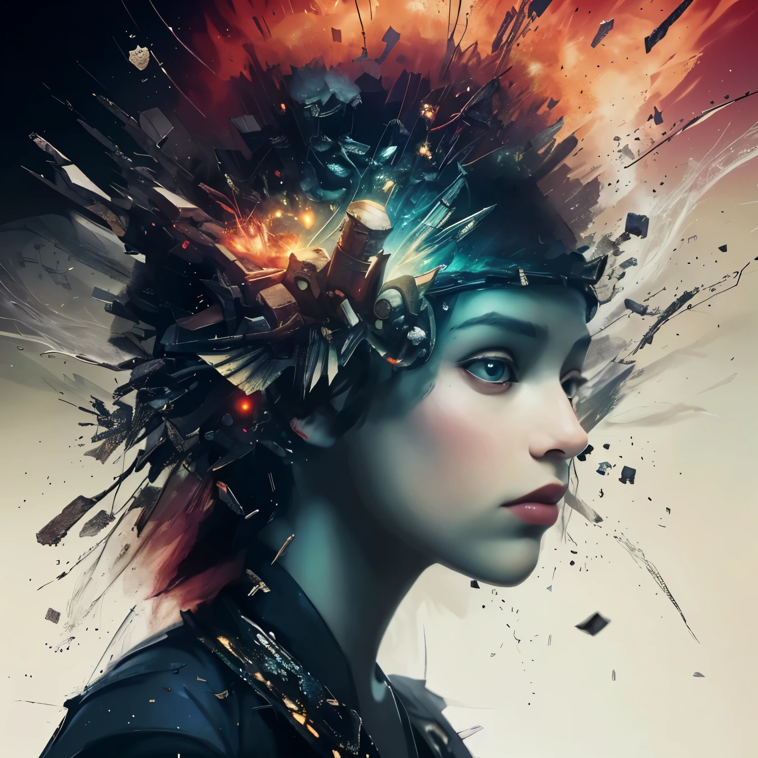 remake in new style, fantasy in 3D style, add explosions and sparks in the background