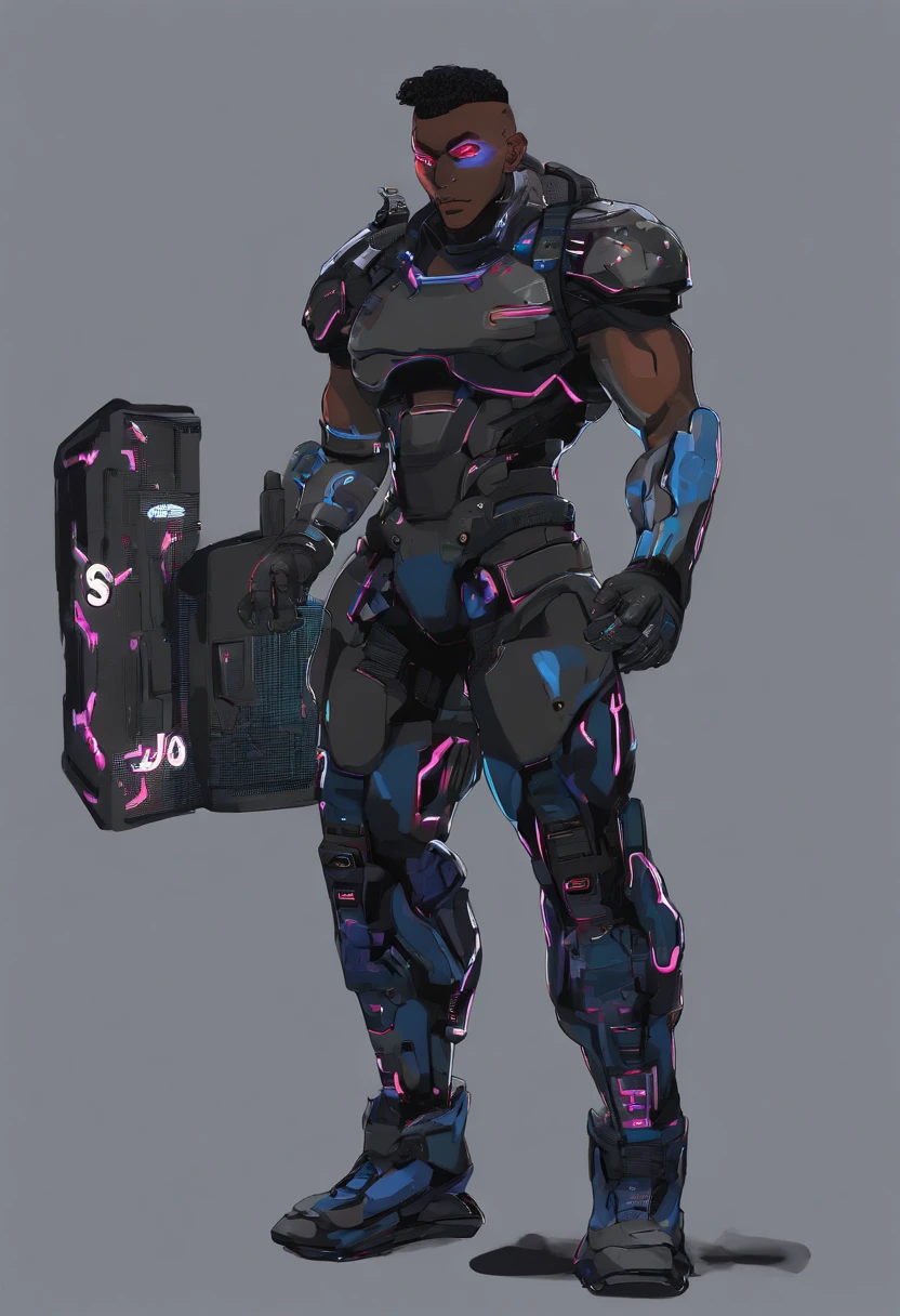 Um homem negro, gordo ((1,75cm_123kg)), usando roupas de guerreiros africanos antigos , carrying a shield in his left arm and a spear in his right arm, com poderes da terra e tendo um stand ((Jojo)) das sobras chamado "castle of Glass" , usando cabelo dread ((corpo_todo)) no estilo Rockman