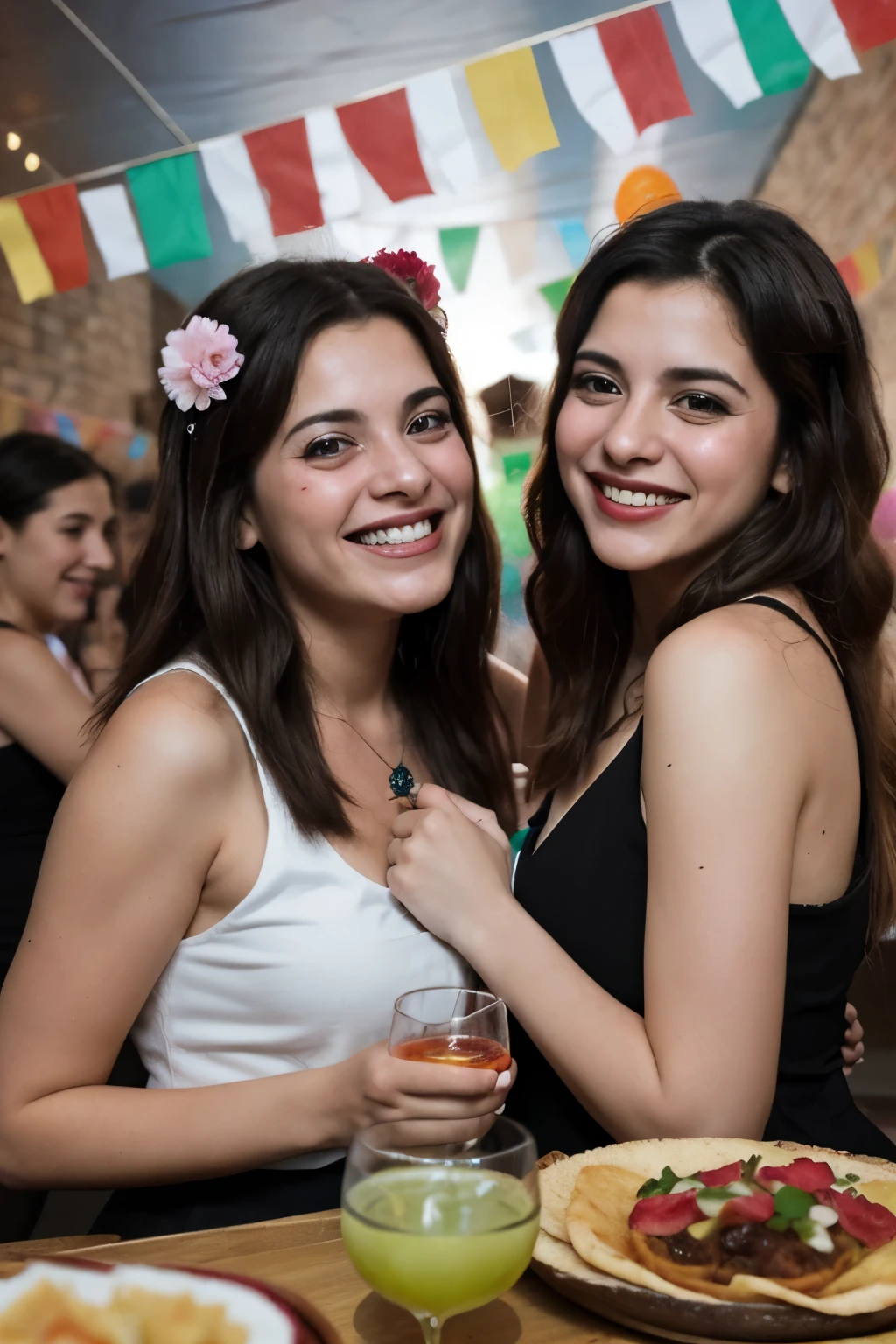 2 chicas brindando, fiesta, felices,
