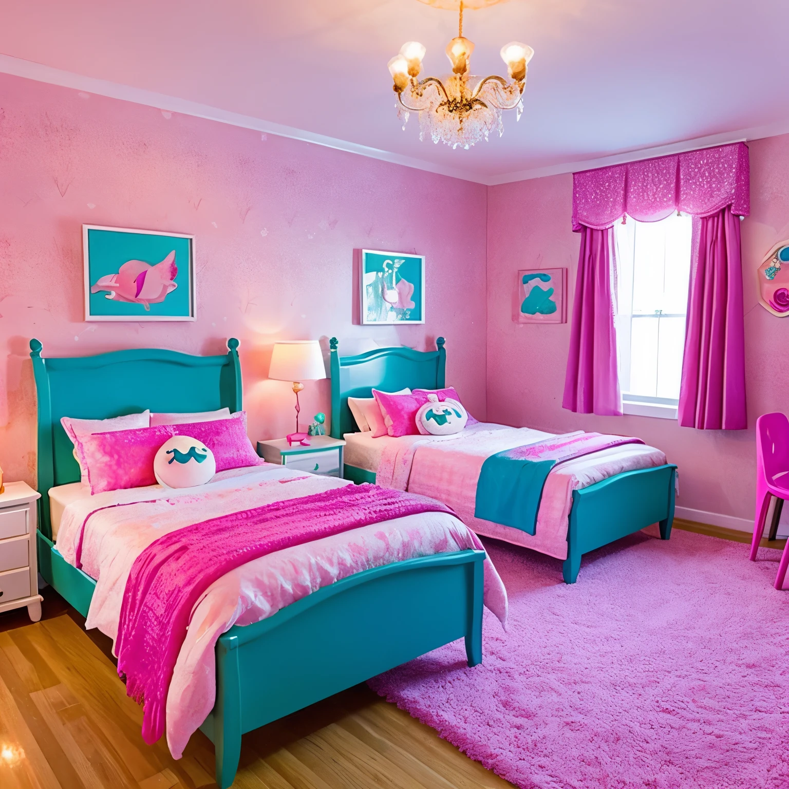 Wonderful Disney style room。Lots of pink。