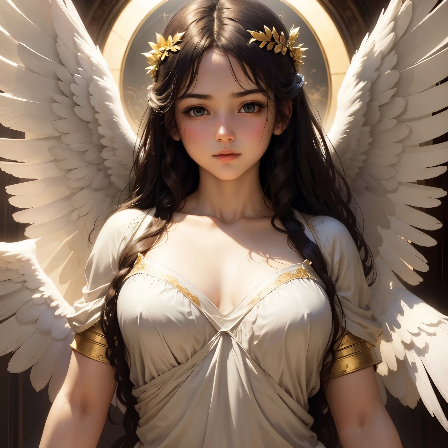 Angel、Enveloped in light、Upper body、front、god々New、realistic, Very detailed and very complex, Digital concept art by William Adolphe Bouguereau