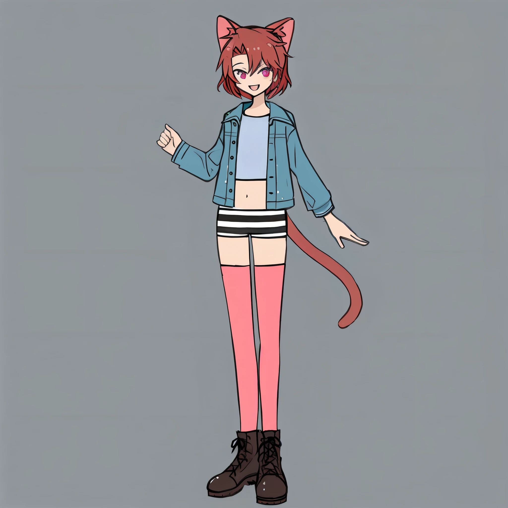 anime - style drawing of a cat girl in a short skirt and jacket, anime catgirl, cat girl, anime style character, attractive cat girl, catgirl, single character full body, cute anime catgirl, anime cat, anime girl with cat ears, female furry mini cute style, full body single character, beautiful young catgirl, full body adoptable