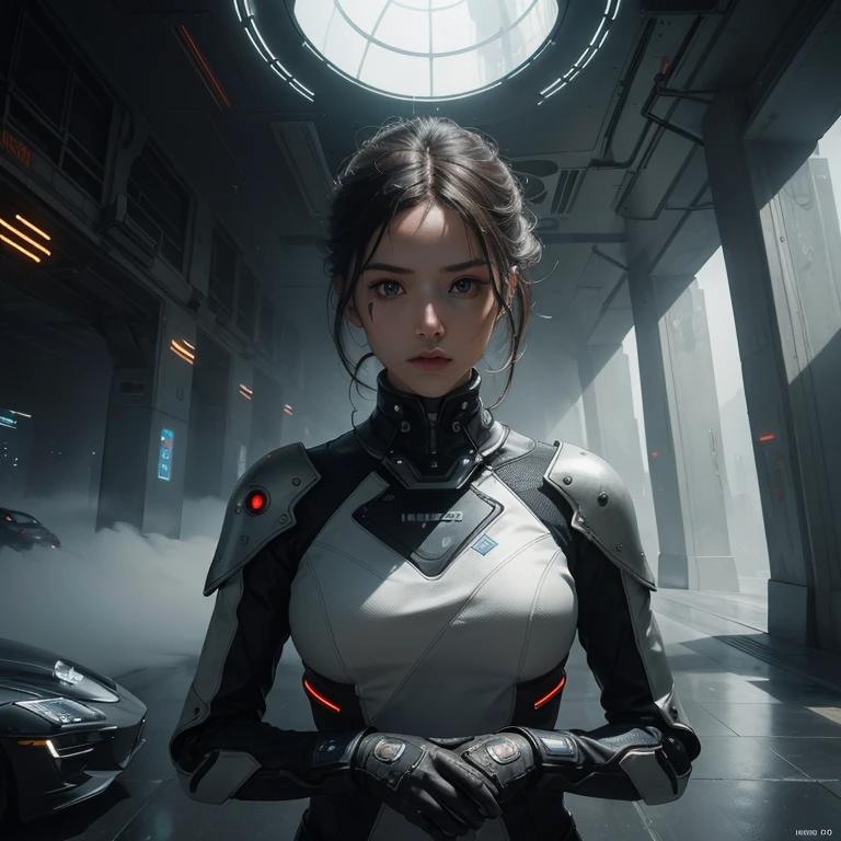 (Realistic artwork, best quality), (masterpiece), (sensational), (ultra-detailed), (RAW photo), (futuristic setting), (highly detailed), (dystopian atmosphere), (cinematic lighting), (impeccable photorealism), (dynamic pose), (stunningly beautiful), (captivating), (glowing eyes), (sharp focus), (volumetric fog), (8K UHD resolution), (fantastical landscape), (strikingly realistic), (exquisite details), (elaborate sci-fi elements), (futuristic architecture), (sleek and stylish), (mesmerizing visuals), (impressive artwork), (immaculate detailing), (