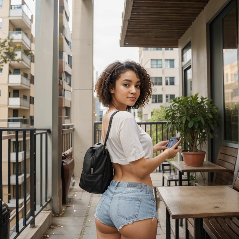 exotic, curly, citylife, apartment, selfie, back from university, realistic
