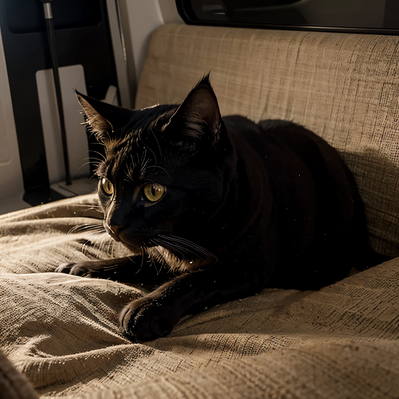 Gato preto a voar