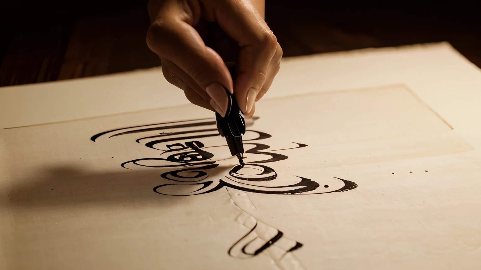 (best quality,highres,masterpiece:1.2),ultra-detailed,realistic,calligraphy,Arabic calligraphy,beautifully written words,exquisite penmanship,graceful and flowing lines,meticulously crafted letters,ink on paper,traditional Arabic script,elegant and intricate designs,flourishes and curlicues,contrast and harmony of black and white,artistic expression,fine brushwork,finely detailed strokes,pure and simple beauty,captivating and mesmerizing,poetry in motion,synergy of words and art,visual poetry,inspiring and profound,rich cultural heritage,timeless art form,precision and skill,artistic mastery,deep spirituality and symbolism,rich in history and culture,trace the strokes with your eyes,feel the rhythm and energy,transcendental experience,language of the soul.