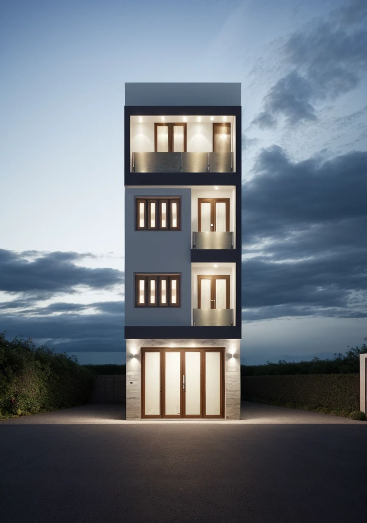 - (((1 mordenhouse with slope roof:1.3))), front elevation of the house, look morden minimalist,(((1 road in front of the house:1.3))), the planter has many white chrysanthemums:1.2
- (RAW photo, real, best quality, masterpiece:1.2),(hyper realistic, photo-realistic:1.2), high quality,(((hyper detail:1.5))), archdaily, award winning design
- dynamic light:1.3, (dark light:1.2), perfect light,
- elegant and minimalist feel