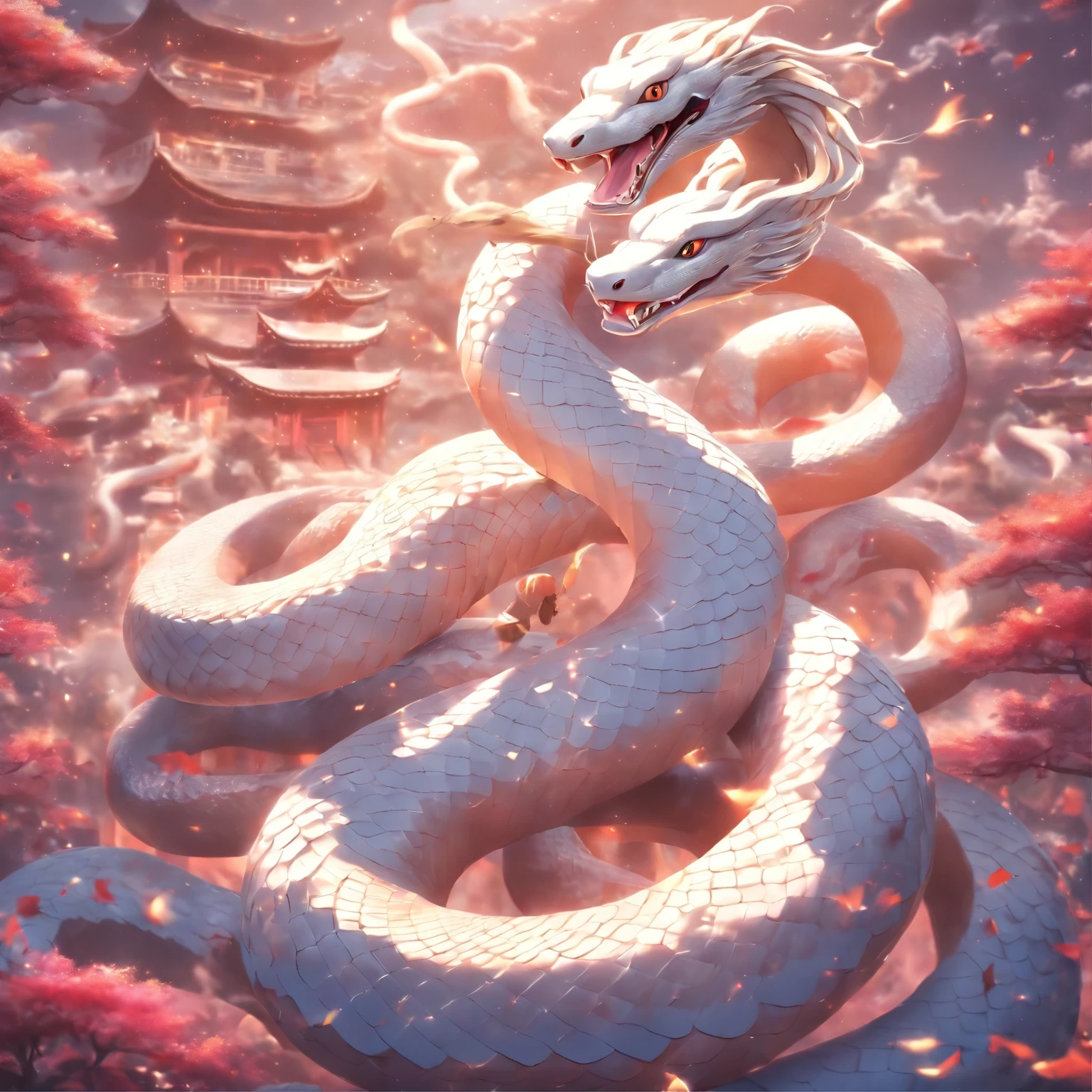 (((White Snake))) Best Quality, Ultra-high resolution, Detailed 4K CG, Master Parts, Krishna, Hindu God,cobra,On the snake, Hindu mythology,((To the serpent)), Image of Hinduism , Aesthetic, Screen-centric