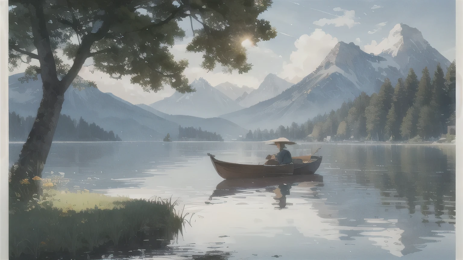 In a quiet morning light,The sun rises slowly,A soft orange glow spreads over a tranquil lake。On the lakeside,An old log cabin nestled quietly in the verdant woods,The chimney on the roof is rising with smoke,It seems to tell the warm and beautiful life of someone in the house。
On the lake,A small wooden boat floats gently,The fisherman in the boat is intently fishing,The hand strokes the soft fishing line,Looking forward to a good harvest。The water in the lake is clear,Reflecting the surrounding mountains and blue sky,It was as if a window to another world had been opened。
Wildflowers bloom by the lake,Colorful flowers dot the grass,Exudes a faint fragrance。An elegant white swan swims freely on the lake,There were ripples,Left beautiful traces。
The mountains in the distance loom in the morning light,Verdant woods and blue skies stand against each other,It's like a picture of nature。A gentle breeze blows,The leaves sway gently,Make a low rustling sound,It seems to add a sense of vitality and rhythm to this tranquil picture。
The whole picture is full of tranquility and harmony,It was as if time stood still in this moment。In this beautiful sight,It seems that people can forget the hustle and bustle of the world,Immerse yourself in nature,Feel peace and tranquility inside。