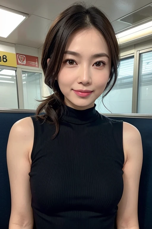 ((upper body)), (wide hip:0.7, large breasts:0.8, perfect slender young girl body), Perfectly glossy skin ,25 yo mature girl, , picture of a vivid, (masterpiece:1.2), (extremely detailed), (8k:1.1),(perfect lighting, best quality,highres,original), (realistic photography:1.4), high detailed skin, shaded face, soft lighting, (small face), RAW, ultra highres, pores visible, shiny_and_glossy_skin, asian beauty, (gorgeous beautiful 20 years old asian girl), ((best detailed slender body)), (asian idol, asian beauty, asian mixed), In the Japanese subway in a train, wear mask:1.5, (wear (see-through) High Leg Ribbed Sleeveless Bodysuit):1.2,