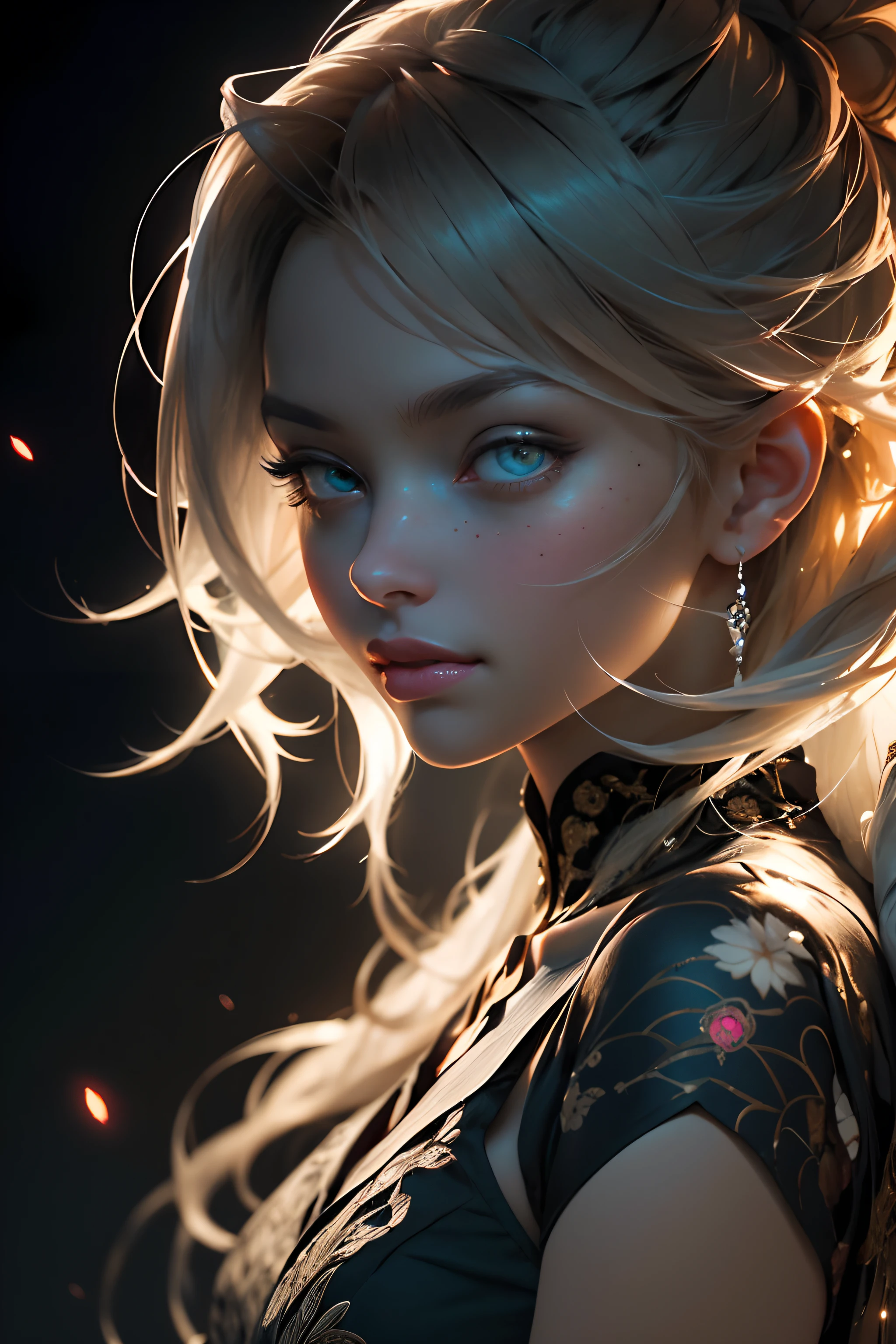 (((obra de arte))), (((melhor qualidade))), ((ultra-detalhado)), (hiperrealista), (highly detailed CG illustration), ((extremamente delicado e lindo)),cinematic light, create stunning anime art that's currently trending on ArtStation, showcasing exquisite beauty and captivating aesthetics. A obra de arte deve ser altamente detalhada, apresentando um personagem atraente e um ambiente visualmente atraente. The character of the work is a graceful and charming figure, radiating an aura of elegance. Pay close attention to intricate facial features, como olhos hipnotizantes com cores vibrantes e sombra delicada. The character&#39;s clothes must be designed with elaborate patterns, tecidos fluidos, e texturas ricas, reflecting a mix of fantasy and contemporary fashion. Coloque o personagem em um ambiente cativante que aumenta o apelo geral da obra de arte. It can be a breathtaking natural landscape, uma paisagem urbana futurista movimentada, or a mystical realm full of magical elements. Incorpore cores vibrantes, dynamic lighting, and detailed background elements to create a sense of depth and immersion. Consider the latest trends in anime art, How to incorporate unique lighting effects, exploring creative composition techniques, or experimenting with unconventional color palettes. Take inspiration from the top artists on ArtStation and their exceptional execution of various art styles e temas. Camera: Choose an angle that highlights the beauty of the character and the immersive environment. lighting: Use atmospheric lighting techniques to create depth and humor. Resolution: Busque uma arte de alta Resolution para mostrar detalhes intrincados e clareza. Art Inspirations: Look for inspiration from the artists on the rise at ArtStation, explorando diferentes estilos, Genres, e temas.