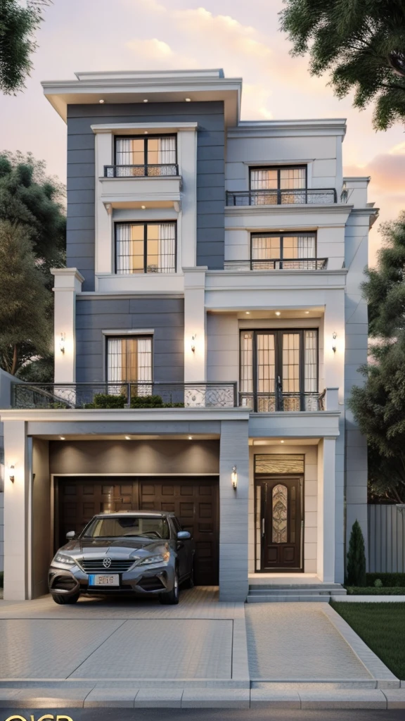 ultra realistic, best quality, ultra highres,
neoclassical_exterior, modern villa, traffic street, cloud sky, daylight