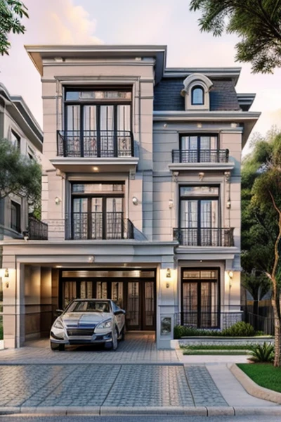 ultra realistic, best quality, ultra highres,
neoclassical_exterior, modern villa, traffic street, cloud sky, daylight