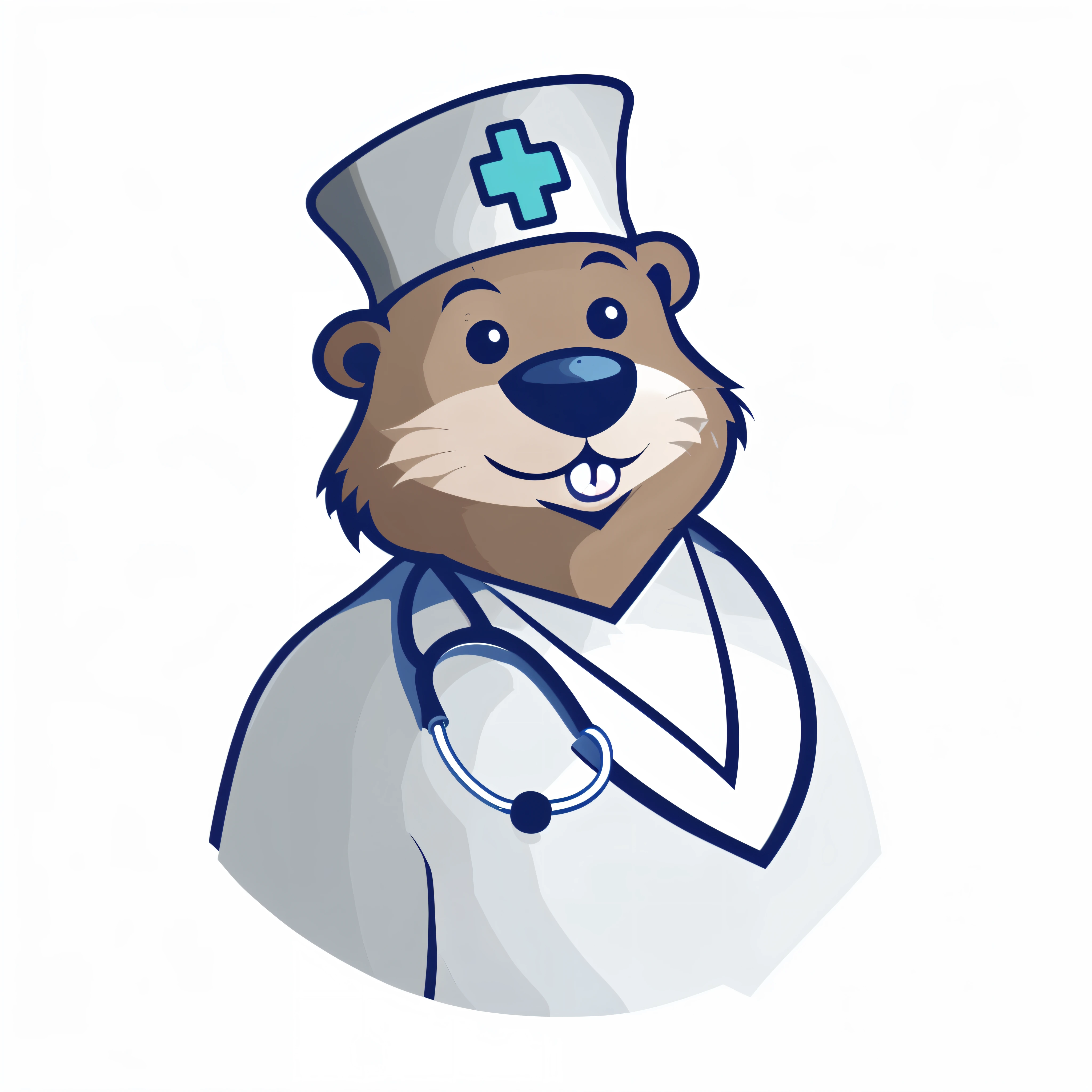 cartoon beaver wearing a doctor's hat and stethoscope, medical doctor, local conspirologist, anthropomorphic otter in costume, with a stethoscope, doctor, anthropomorphic beaver, mascot illustration, surgeon, foxish guy in a lab coat, healthcare worker, anthropomorphic furry otter, hd illustration