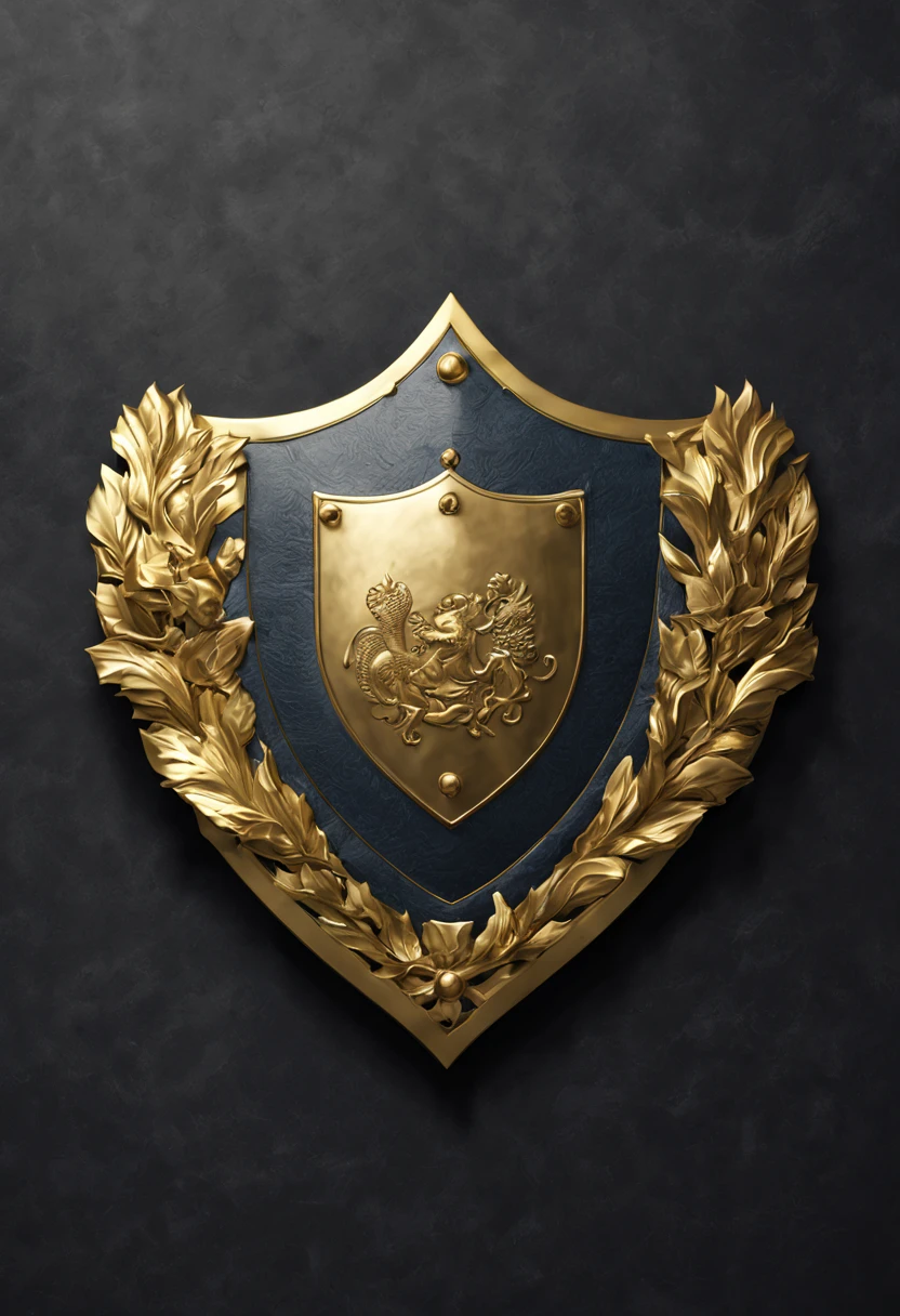 shield.鑲有老鷹圖案的立體圖騰在shield上.Clear texture contrast，Gold badge.,shield焦點高清影像的3D閃亮銀光完美幅度.(best quality,4k,8K,high resolution,masterpiece:1.2),super detailed,