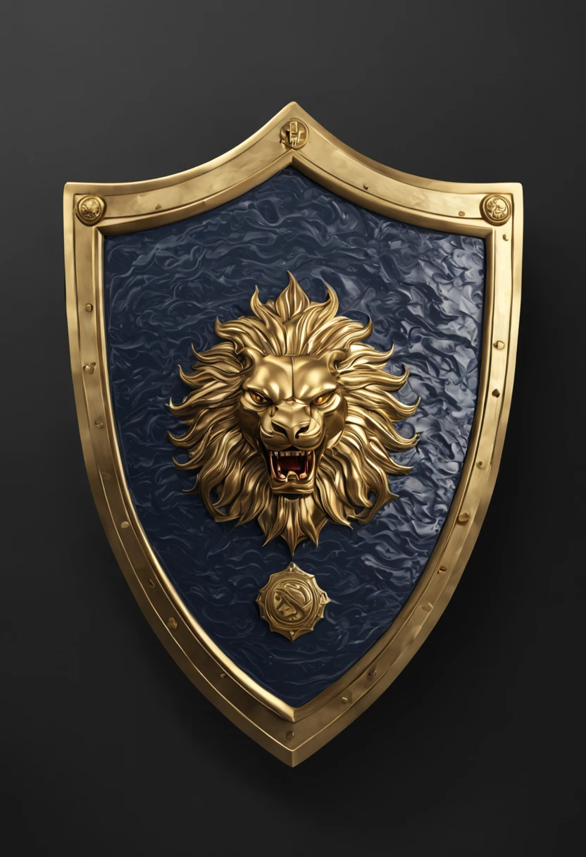 shield.鑲有立體龍圖騰在shield上.Clear texture contrast,Gold badge.,shield焦點高清影像的3D閃亮銀光完美幅度.(best quality,4k,8K,high resolution,masterpiece:1.2),super detailed,