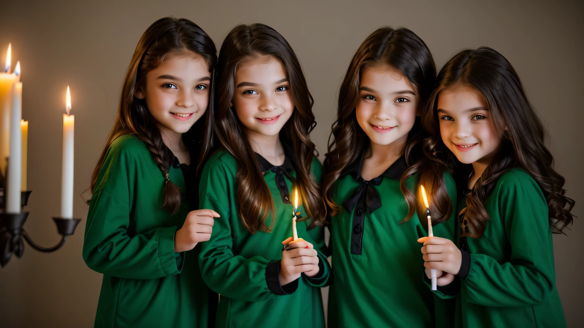 KIDS vampire green clothes. and candles.