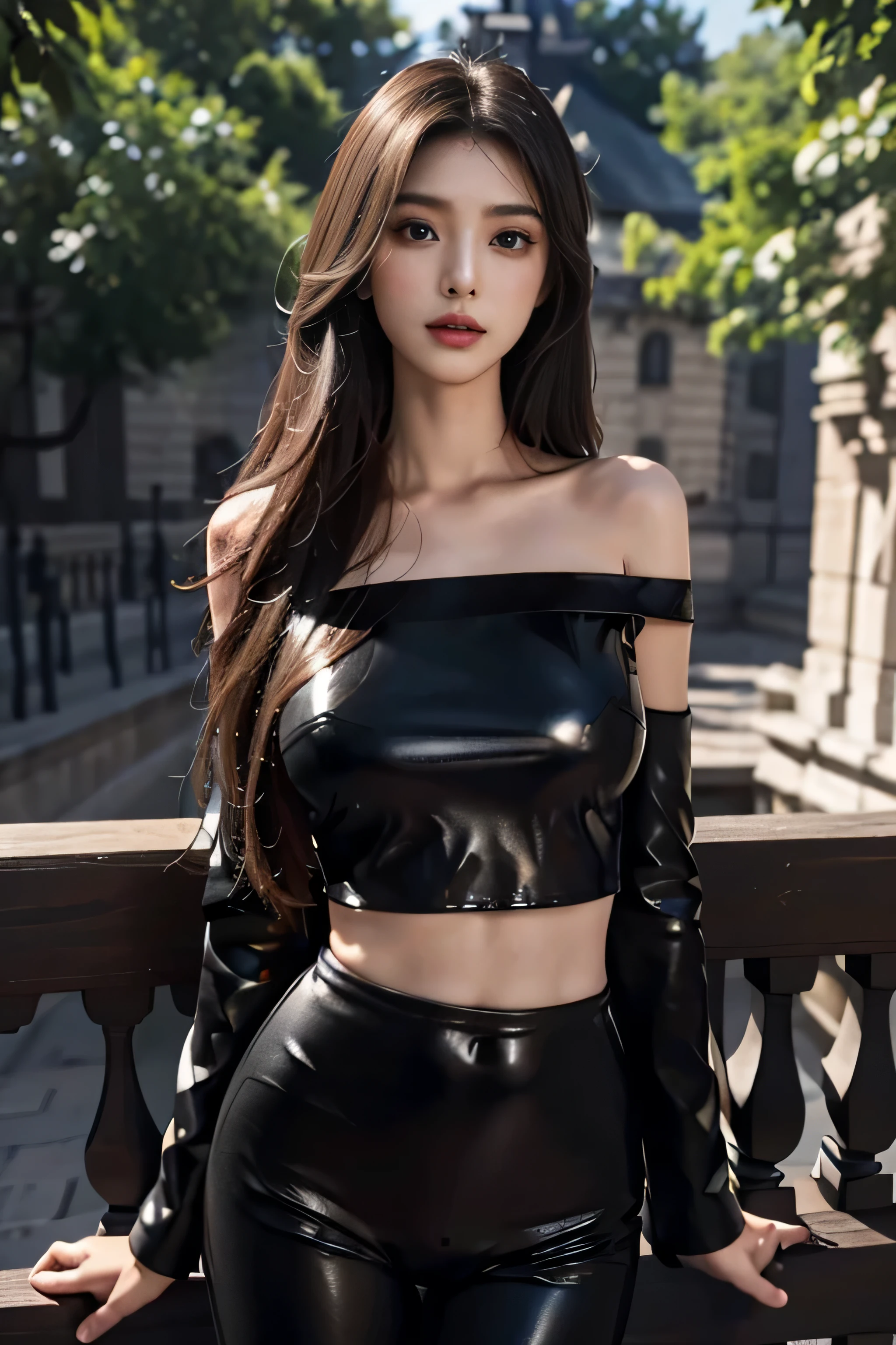 (Girl standing on the balcony of an old castle)high resolution photos、realistic、Ultra high resolution large files、8K Premium Wallpapers、10x pixels、CG wallpaper with clear and realistic details、Portraits of top women、super fine、super fine詳細:1.1、Advanced technical details:1。 1、dynamic pose、beautiful sexy woman、sexy mature woman、Mixed-race women、has long golden hair、transparent and realistic hair、clear strands of hair、delicate eyelash makeup、Be very careful with your eyes and face、beautiful narrow eyes、thin eyebrows、super detailed eyes、beautiful and sexy big red lips、delicate face makeup、Polite face、、 pretty face、perfectly proportioned face、(Advanced facial details:1。 1)perfect body shape、perfect body proportions、Crisp body shape、mannequin、(medium sized breasts)、slim waist、long hair、Ultra-detailed details、high-end、full body capture、stunning visuals、(Dynamic muscle、Trail of Light:1。 2)、Bright colors、black silk women、stiletto heels、((off shoulder shiny black leather pantsuit))、(sleeveless),((golden white straight hair))、high detail hair(high quality hair details:1。 1)clear eyes、Clean double eyelids、sharp eye makeup、delicate eyelash makeup、thin eyebrows毛、Hyper Detail Eyes、high nose、adorable red lips、delicate makeup fashion,(Old castles in Europe are hazy),(milky way galaxy)