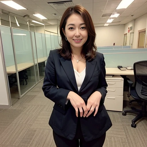 ((8K,Masterpiece,Best quality)),超高分辨率,Best shadows,illustration,High detail,Extremely detailed, ((Office,At the office)) ,Girl in suit, co, 1girll, Bigboobs,Girl, High heels, thick tights, Legs, Portrait, Solo, view the viewer, The girl stands, ((Long legs)),