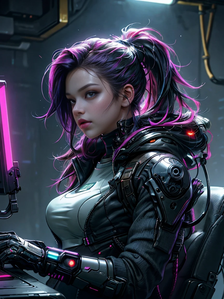 cyber punk Girl,(top-quality、8K、32K、masterpiece、nffsw:1.3)、(The ultra -The high-definition)、(Photorealsitic:1.4)、Raw photography,Charming perfect figure,Beautiful and well-groomed face、actionpose:1.2,Detailed cyberpunk fashion、World of Cyberpunk,depth of fields,blurry backround,、